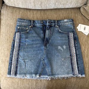 NWT Free People sz 2 emb denim mini